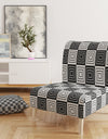 Monochrome Geometric Pattern XI - Upholstered Mid-Century Accent Chair