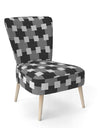 Geometric Monochrome Pattern II - Upholstered Mid-Century Accent Chair