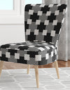 Geometric Monochrome Pattern II - Upholstered Mid-Century Accent Chair