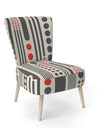 Retro Geometrical Abstract Minimal Pattern II - Upholstered Mid-Century Accent Chair