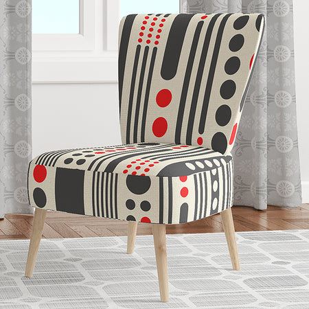 Retro Geometrical Abstract Minimal Pattern II - Upholstered Mid-Century Accent Chair