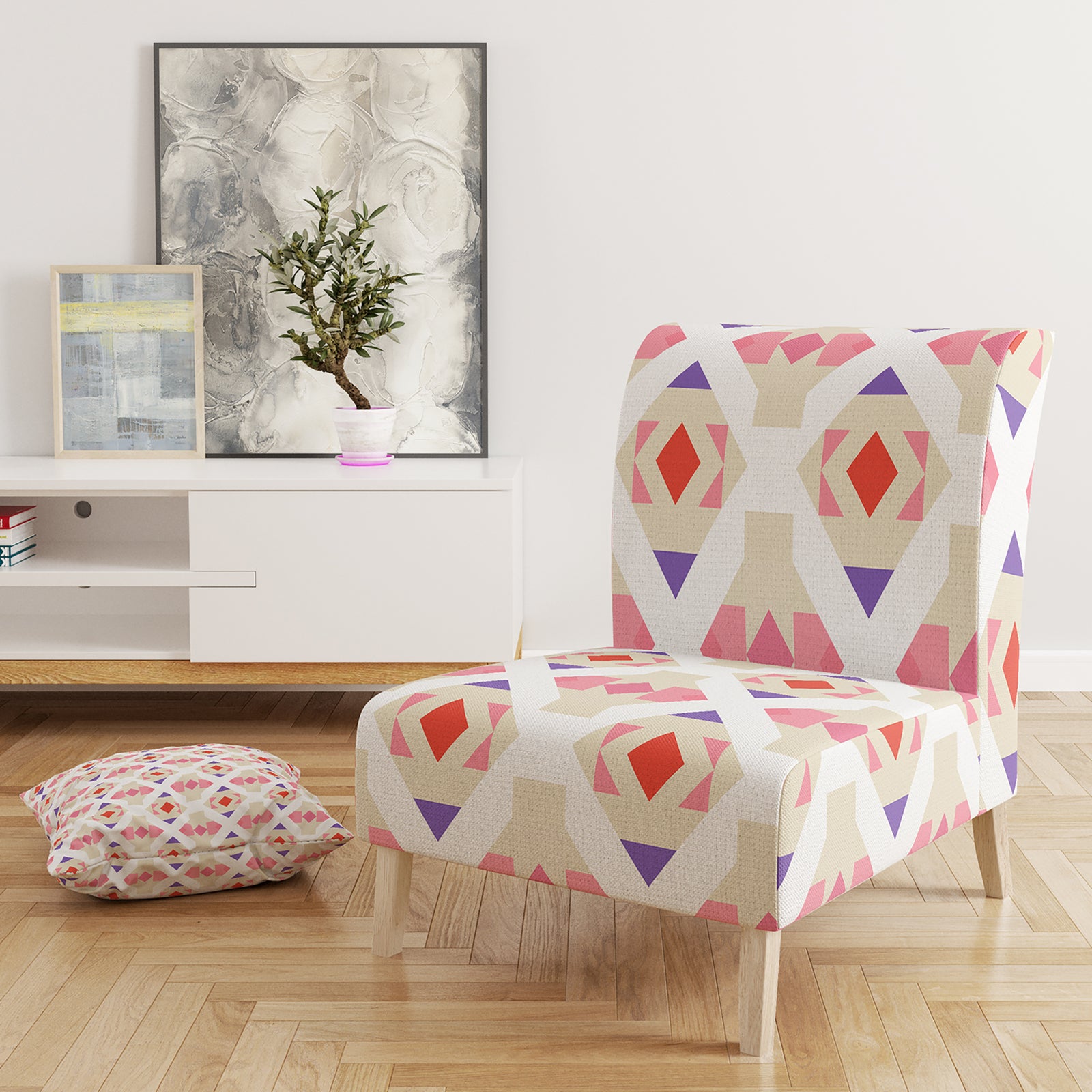 Triangular Retro Design VII - Upholstered Mid-Century Accent Chair