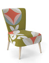 Retro Botanical Pattern I - Upholstered Mid-Century Accent Chair