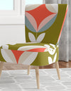 Retro Botanical Pattern I - Upholstered Mid-Century Accent Chair