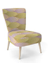 Golden Geometrical Fish Scale - Upholstered Mid-Century Accent Chair