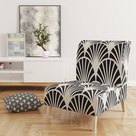 Retro Deco Waves I - Upholstered Mid-Century Accent Chair