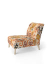 Retro Indian Floral Batik III - Upholstered Mid-Century Accent Chair