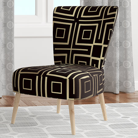 Golden Luxury Metallic Geometrics XII - Upholstered Mid-Century Accent Chair