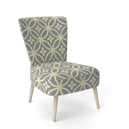 Retro Ornamental Pattern II - Upholstered Mid-Century Accent Chair
