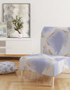 Pastel Blue And Gold Abstract Shapes Pattern - Upholstered Mid-Century Accent Chair