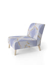 Pastel Blue And Gold Abstract Shapes Pattern - Upholstered Mid-Century Accent Chair