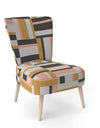 Abstract Retro Geometric IX - Upholstered Mid-Century Accent Chair