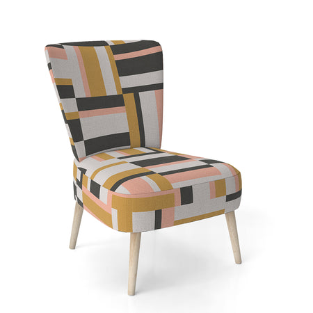Abstract Retro Geometric IX - Upholstered Mid-Century Accent Chair