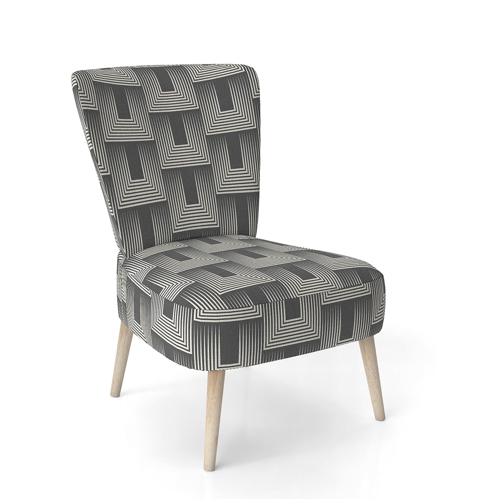 Mimimal Black And White Design I - Upholstered Mid-Century Accent Chair