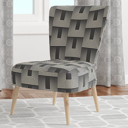 Mimimal Black And White Design I - Upholstered Mid-Century Accent Chair