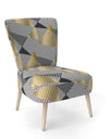 Retro Luxury Waves In Gold And Blue VI - Upholstered Mid-Century Accent Chair