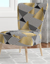 Retro Luxury Waves In Gold And Blue VI - Upholstered Mid-Century Accent Chair