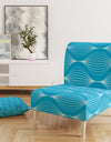 Light Blue Wave Pattern - Upholstered Mid-Century Accent Chair