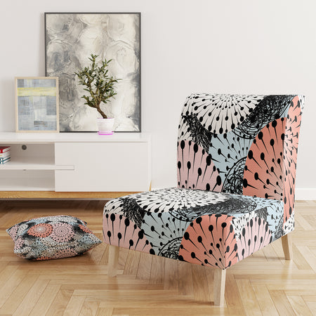 Retro Abstract Flower Design I - Upholstered Mid-Century Accent Chair