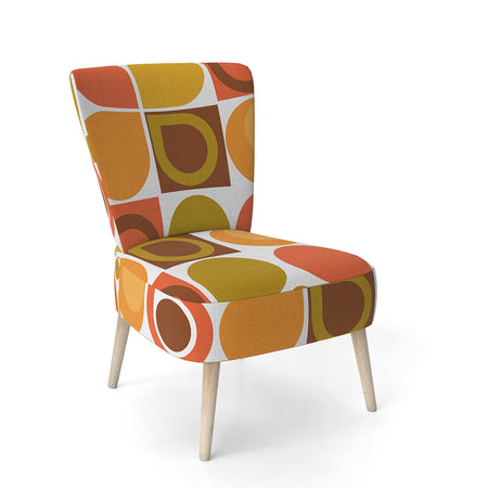 Abstract Retro Geometric Pattern VI - Upholstered Mid-Century Accent Chair