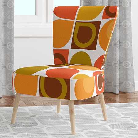 Abstract Retro Geometric Pattern VI - Upholstered Mid-Century Accent Chair