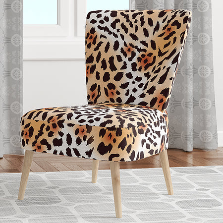 Leopard Fur Safari II - Upholstered Mid-Century Accent Chair