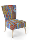 Floral Retro Pattern III - Upholstered Mid-Century Accent Chair