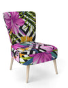 Tropical Foliage And Geometrics - Upholstered Mid-Century Accent Chair