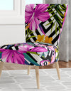 Tropical Foliage And Geometrics - Upholstered Mid-Century Accent Chair