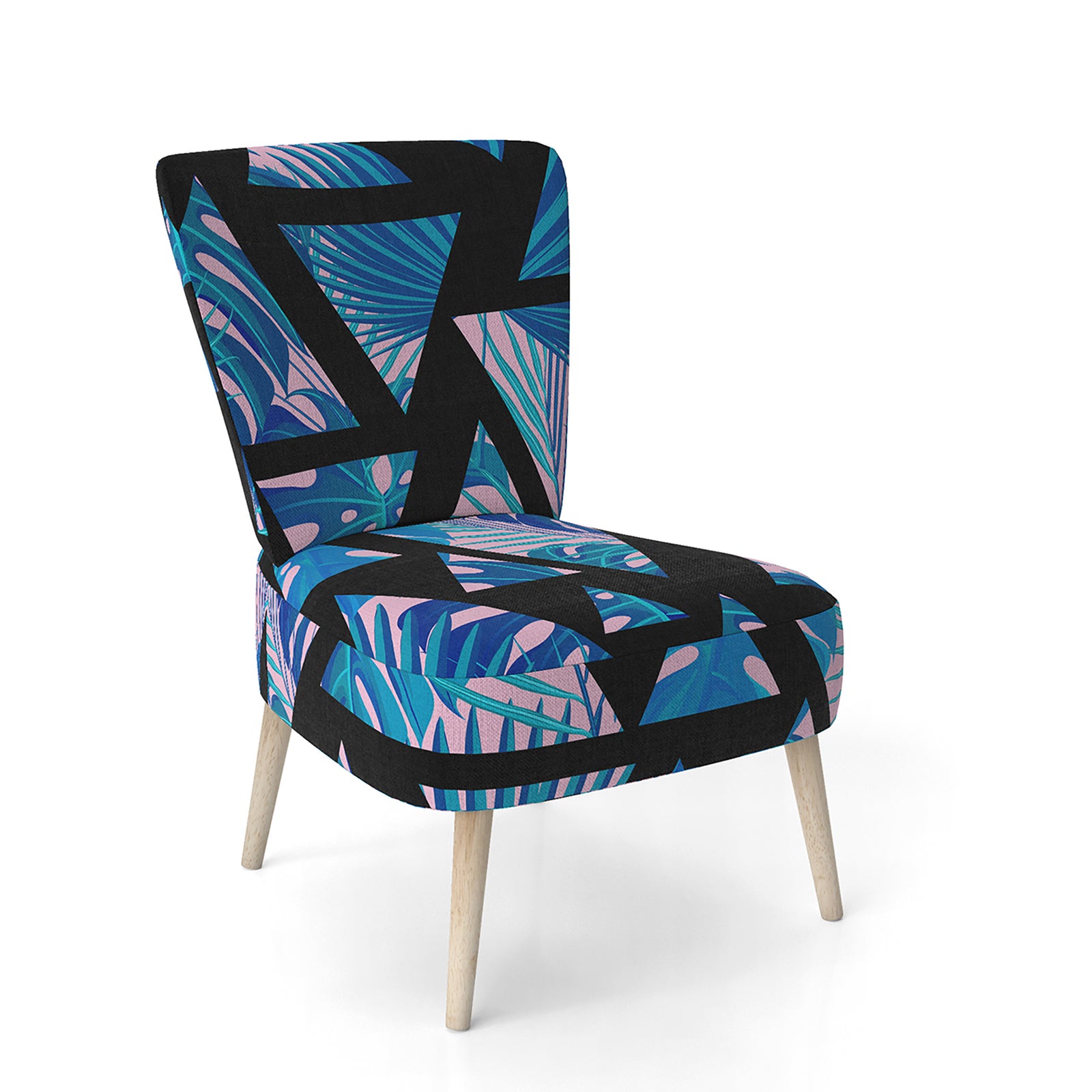 Retro Floral Pattern XIV - Upholstered Mid-Century Accent Chair