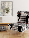 Classic Houndstooth Pattern - Upholstered Mid-Century Accent Chair