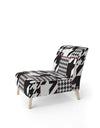 Classic Houndstooth Pattern - Upholstered Mid-Century Accent Chair