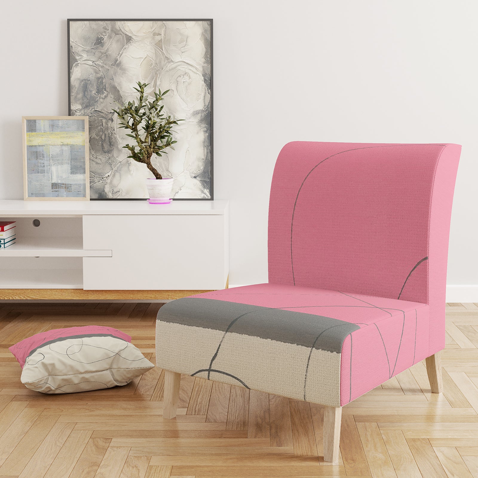 Geometric Neapolitan II - Upholstered Shabby Chic Accent Chair