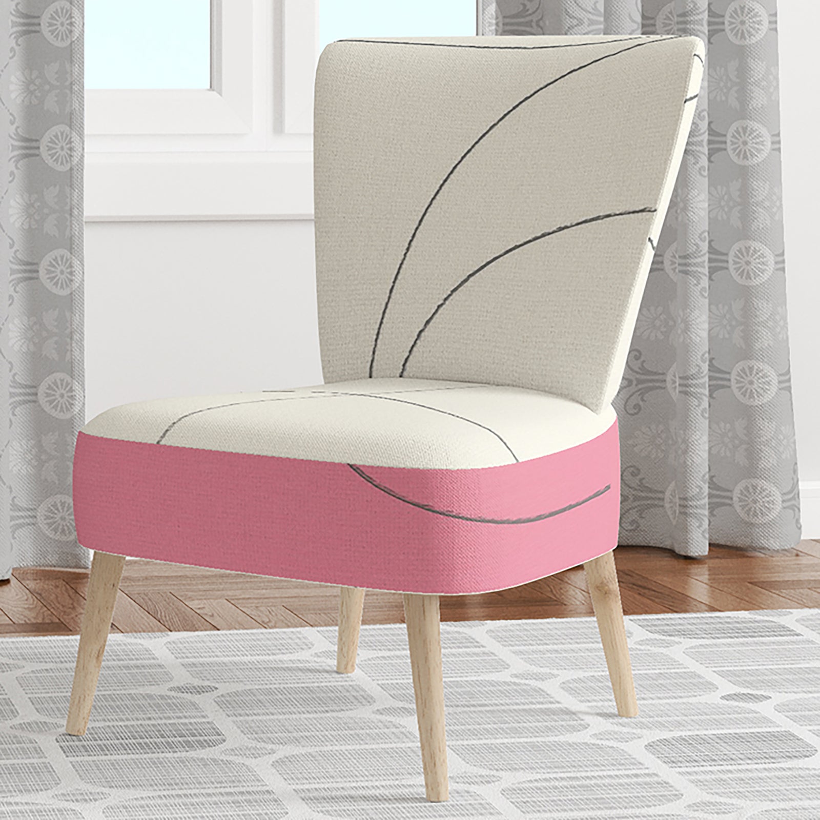 Geometricneapolitan I - Upholstered Shabby Chic Accent Chair