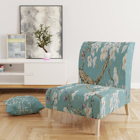 Blue April Tree - Upholstered Traditional Accent Chair