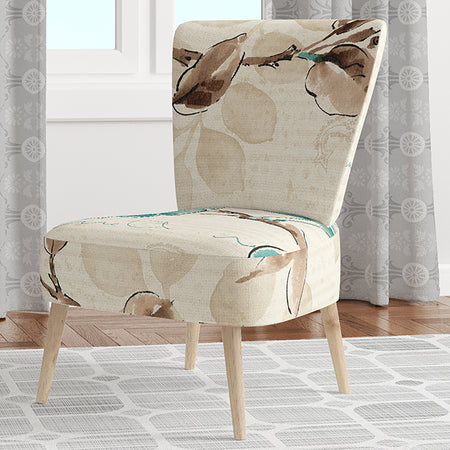 Beige Bird Wings - Upholstered Cottage Accent Chair