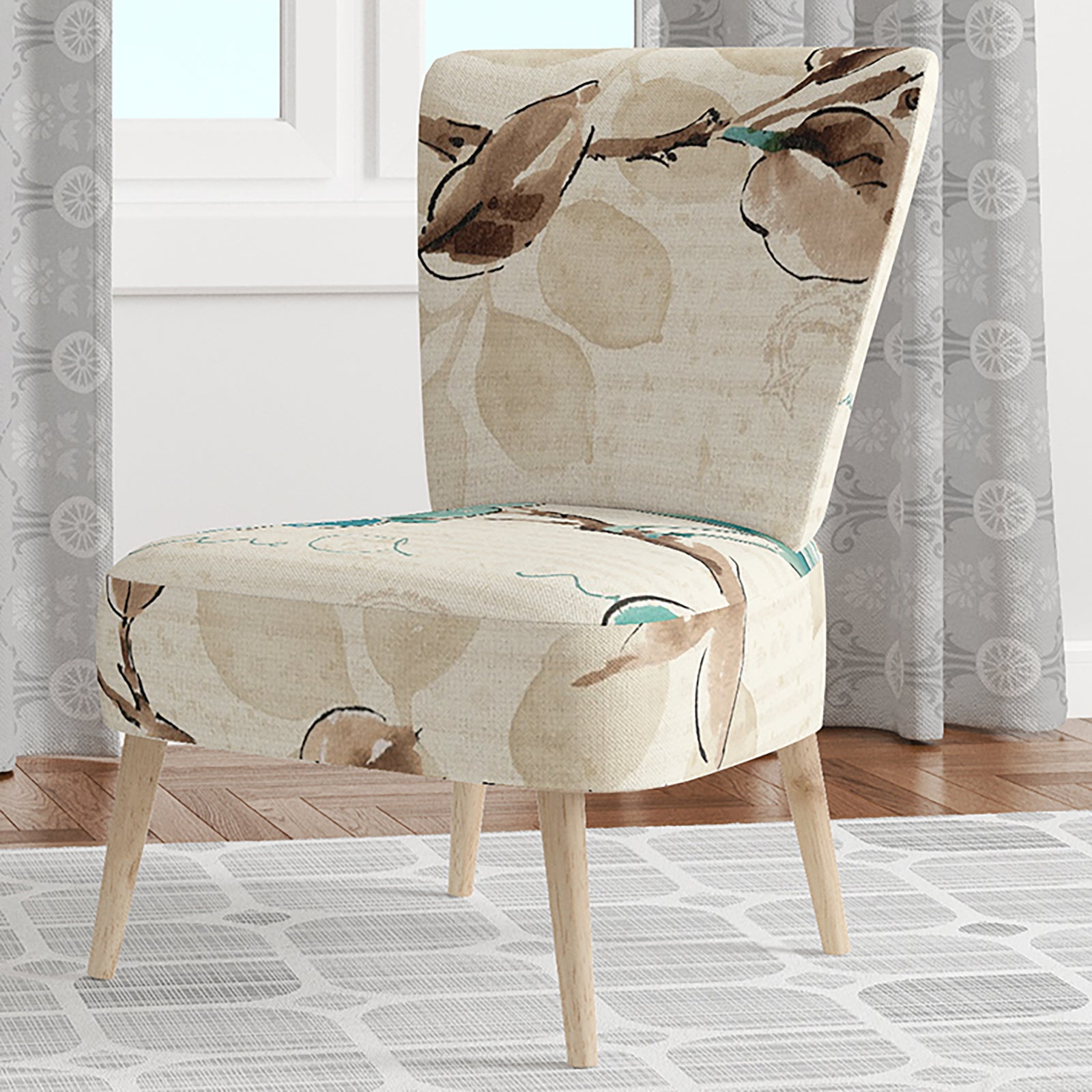 Beige Bird Wings - Upholstered Cottage Accent Chair