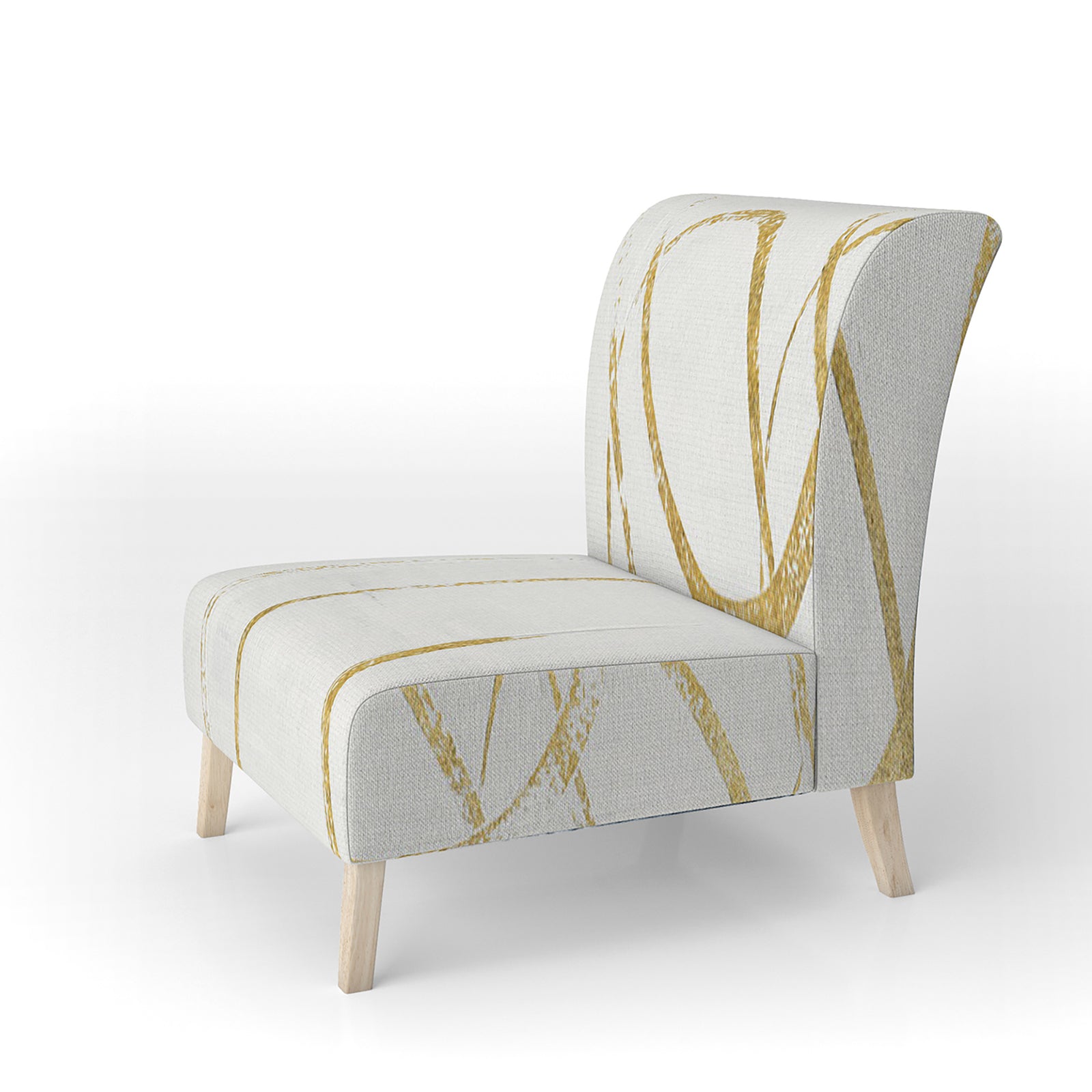 Gold Abstract Geometric Shape - Upholstered Modern Accent Chair