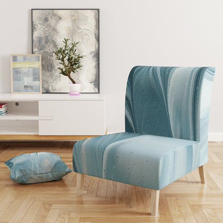 Blue Modern Water III - Upholstered Glam Accent Chair