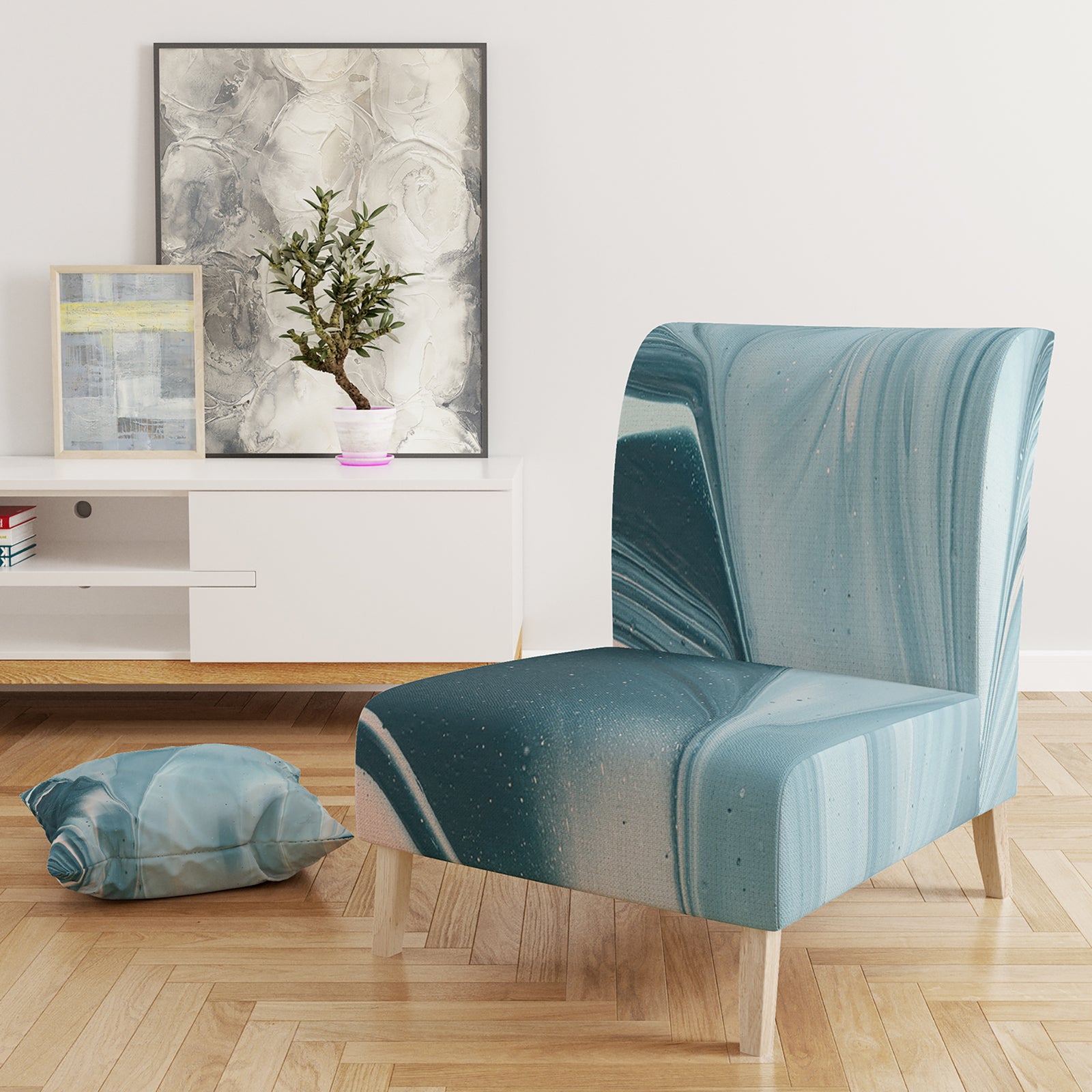 Blue Modern Water I - Upholstered Modern Accent Chair