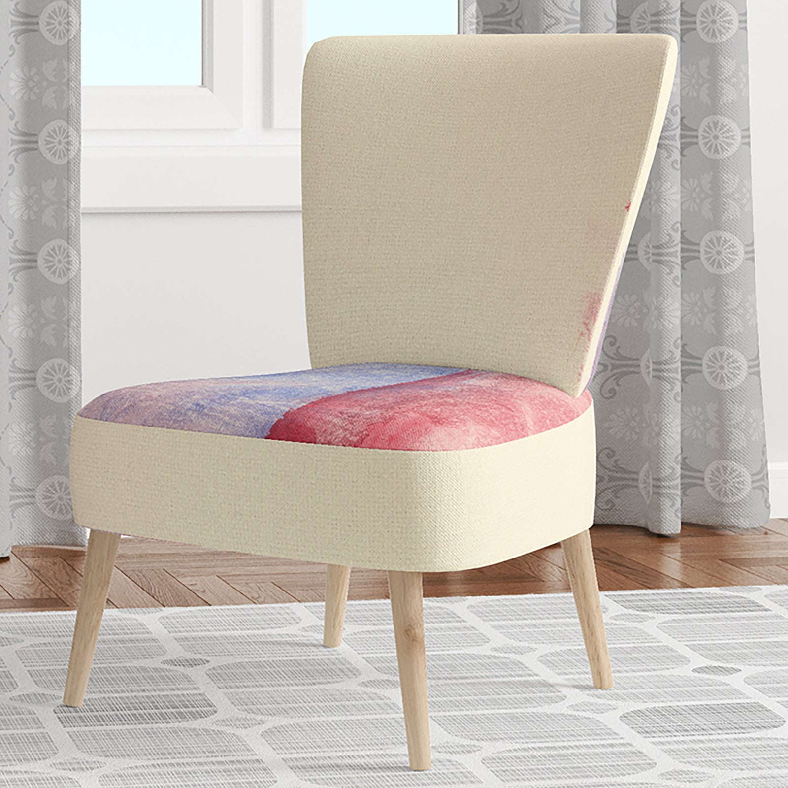 Geometric Pastel I - Upholstered Mid-Century Accent Chair