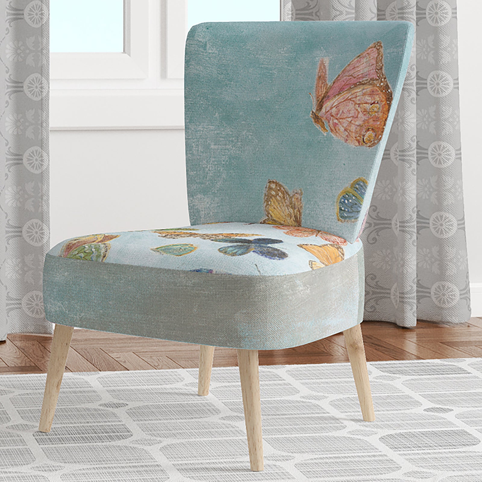 Butterflies Dancing I - Upholstered Wildlife Accent Chair