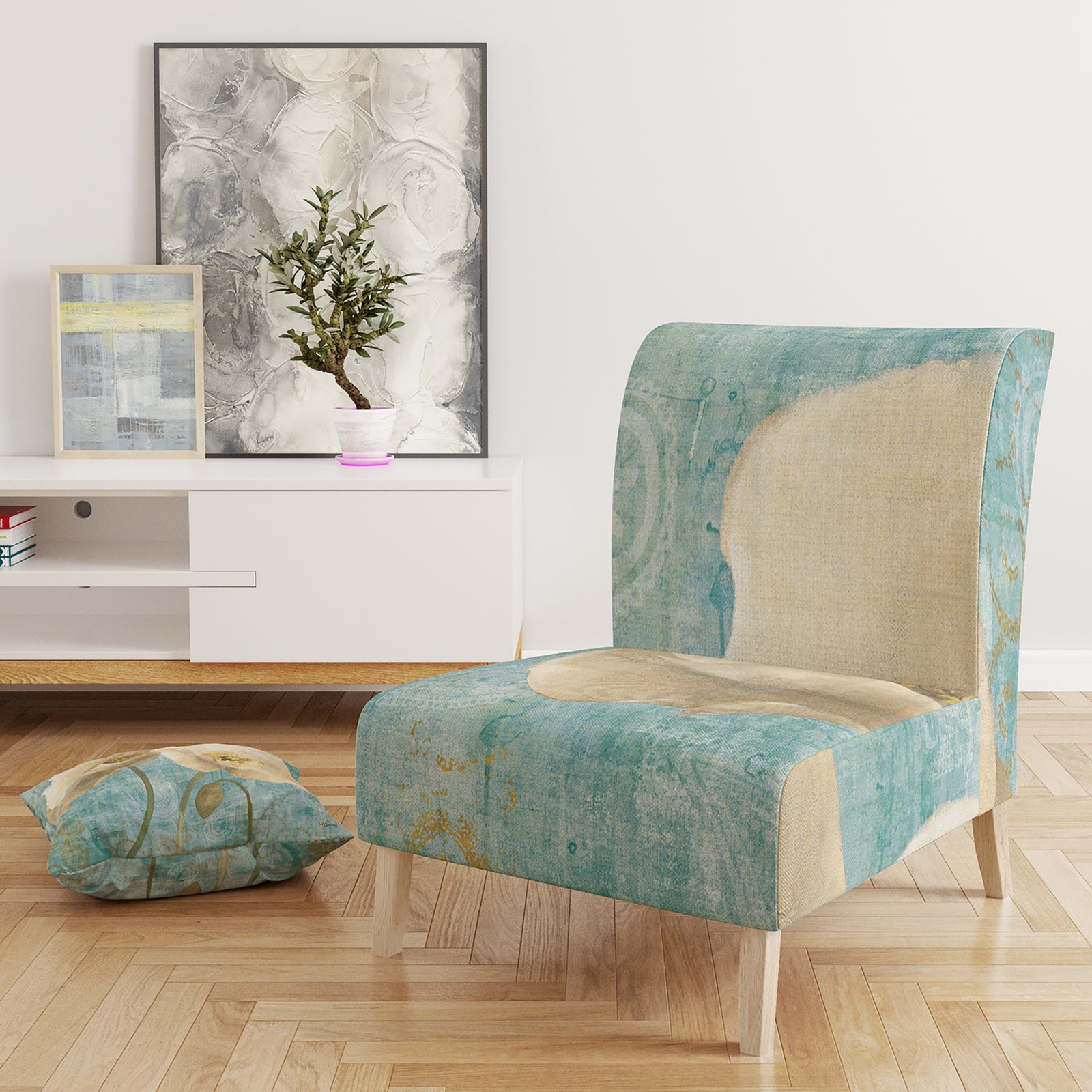 Bouquet Poppies On Paisley II - Upholstered Cottage Accent Chair