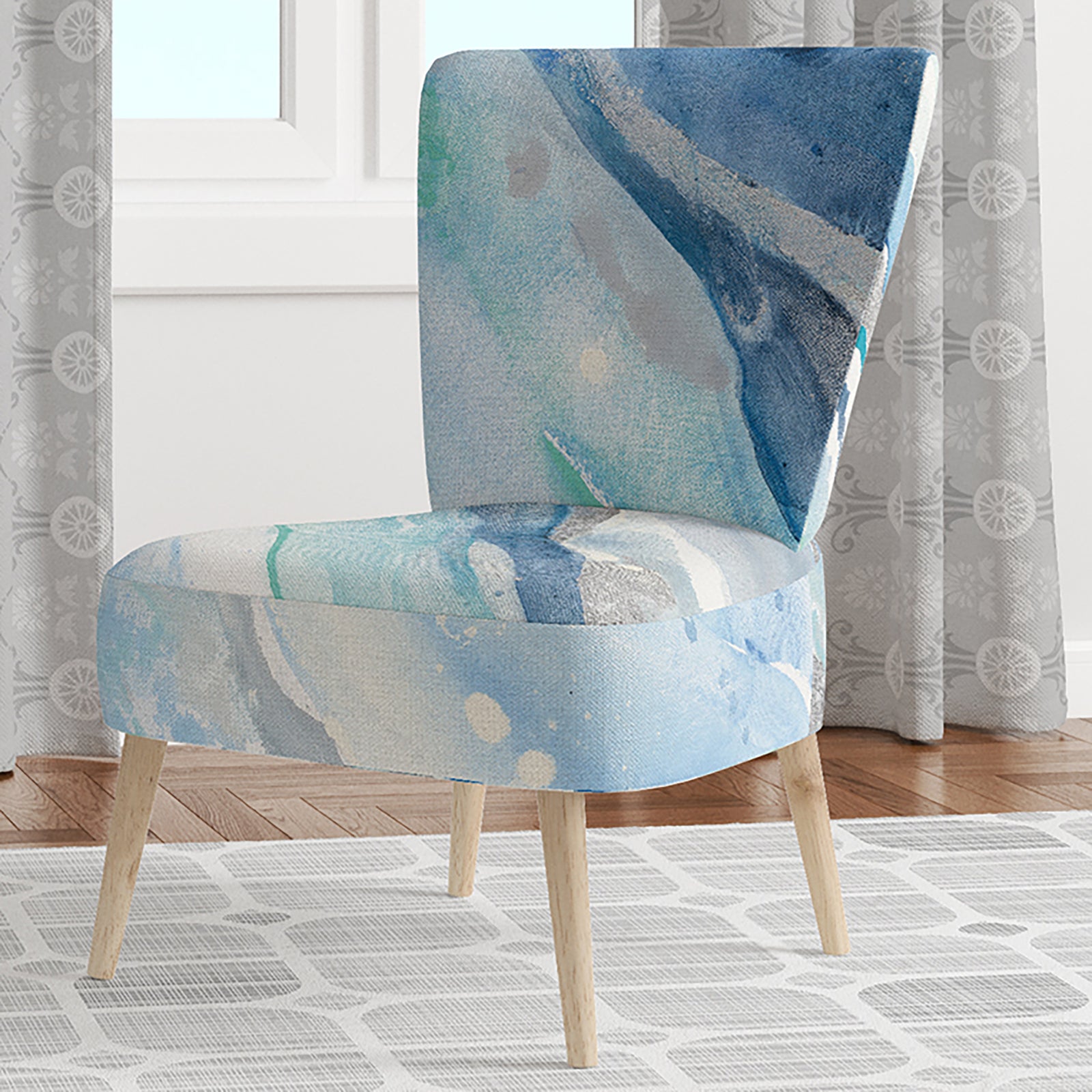 Blue Silver Spring II - Upholstered Modern Lake House Accent Chair