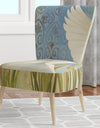 Snowy Egret In Flight VII - Upholstered Farmhouse Accent Chair