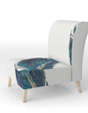 Gold Indigo Feathers III - Upholstered Modern Bohemian Accent Chair