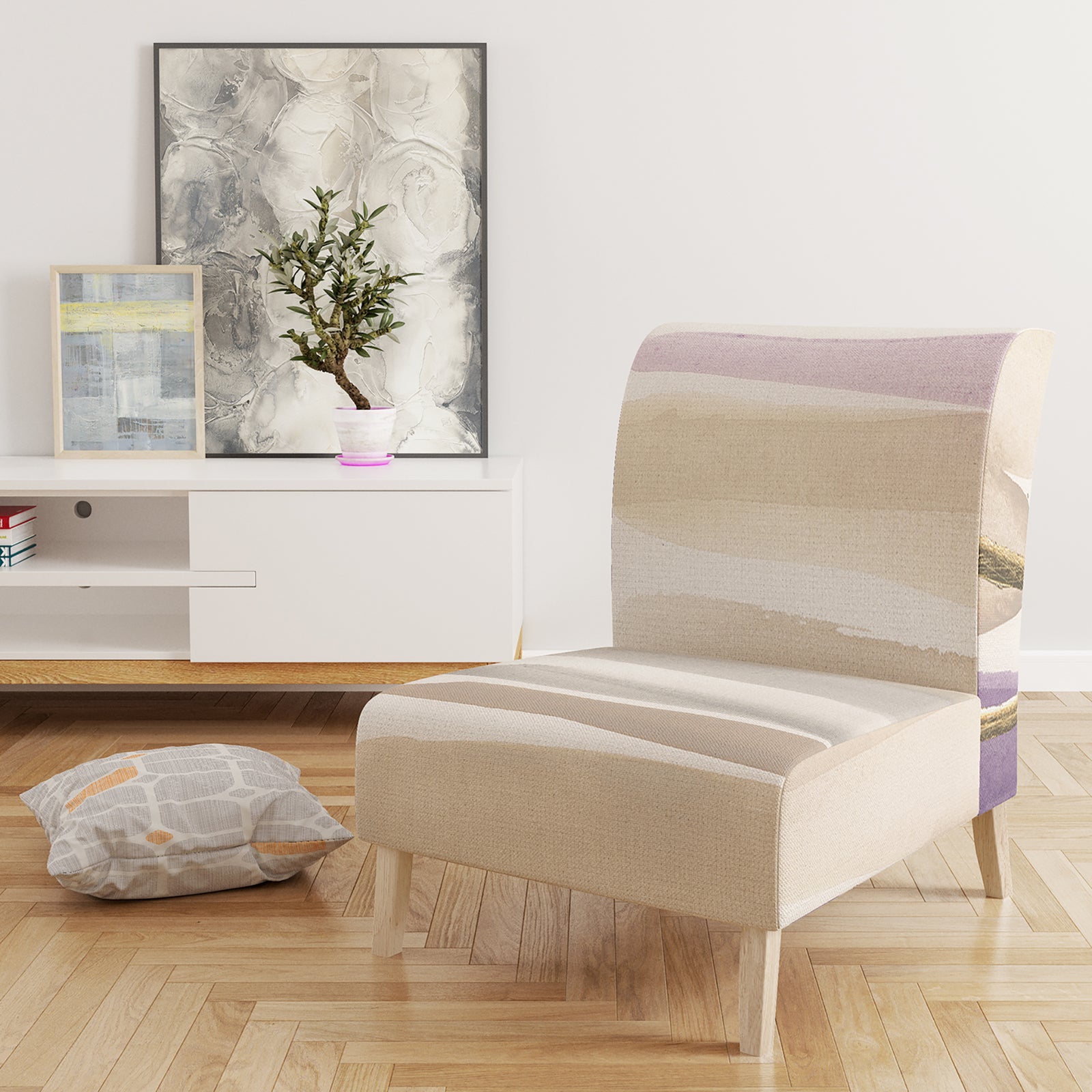Shape Of Glam Purple I - Upholstered Shabby Chic Accent Chair