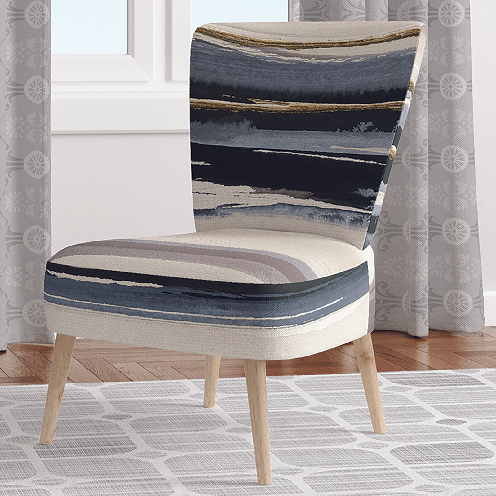 Gold Watercolor Amethyst II - Upholstered Modern Accent Chair
