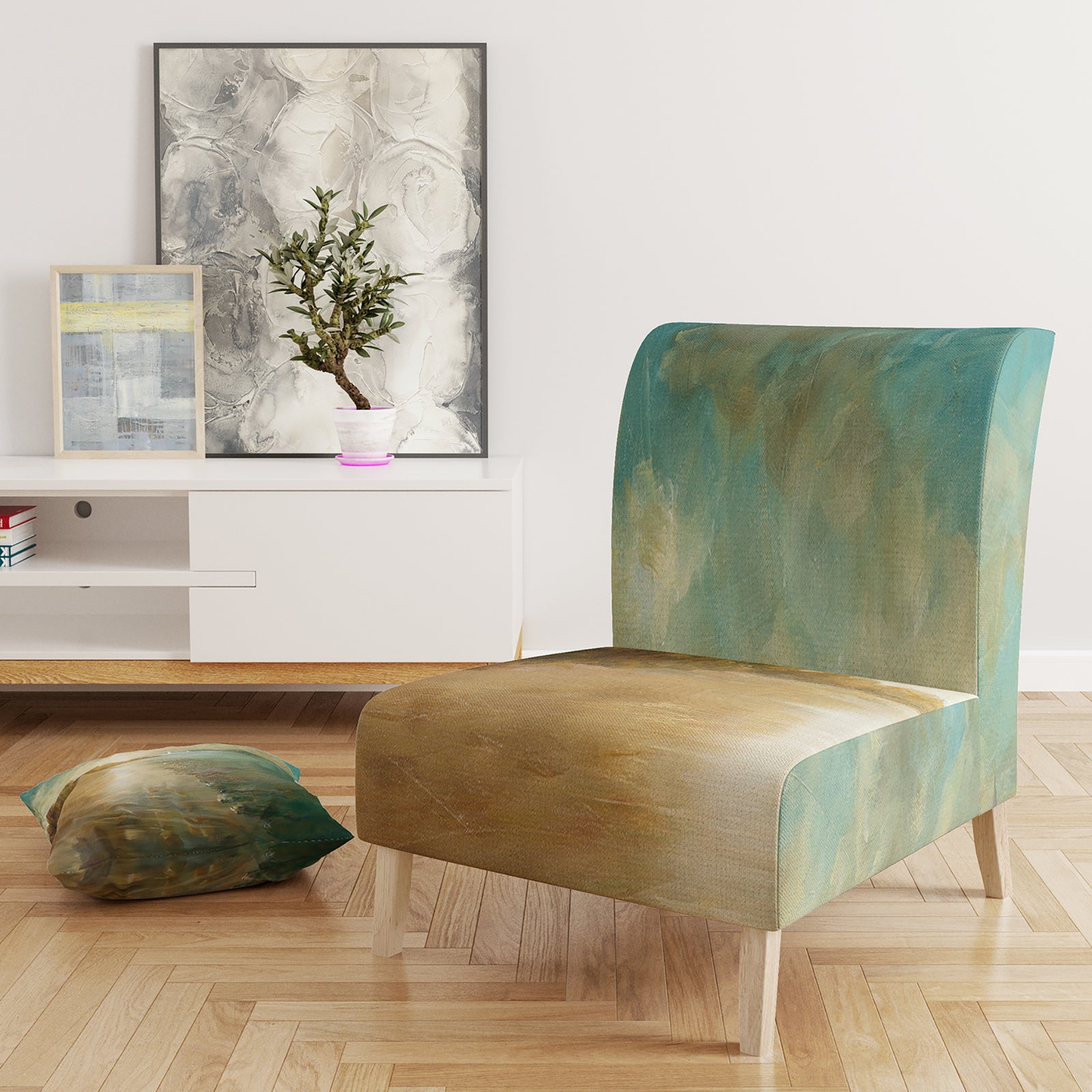 Coastal Pastel Horizon - Upholstered Nautical & Coastal Accent Chair