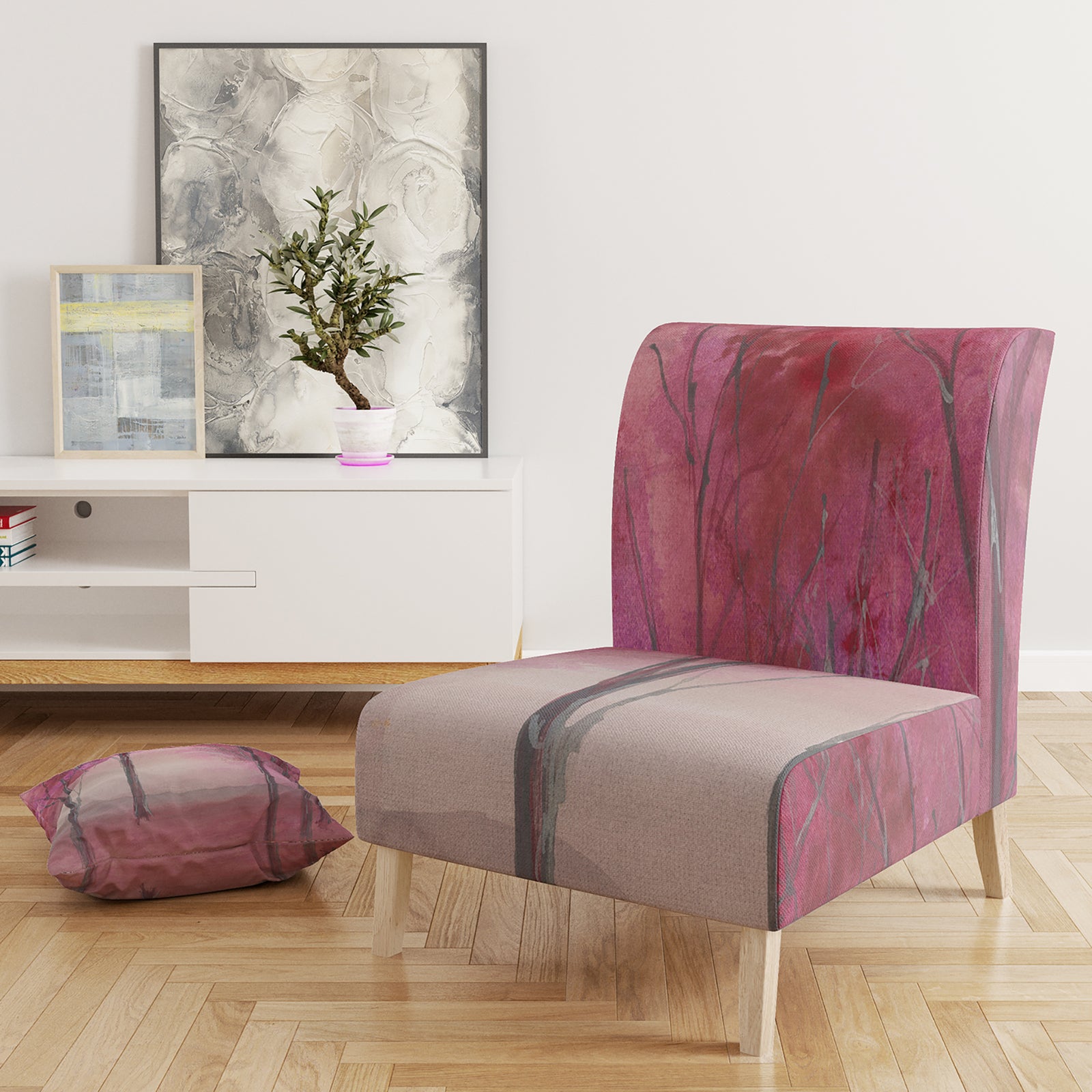 Shabby Pink Under The Trees - Upholstered Shabby Chic Accent Chair
